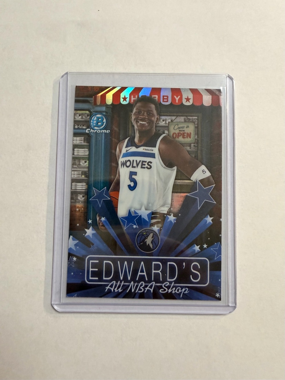 🔥Topps bowman Anthony Edwards Hobby Stars Timberwolves Refractor HS-14